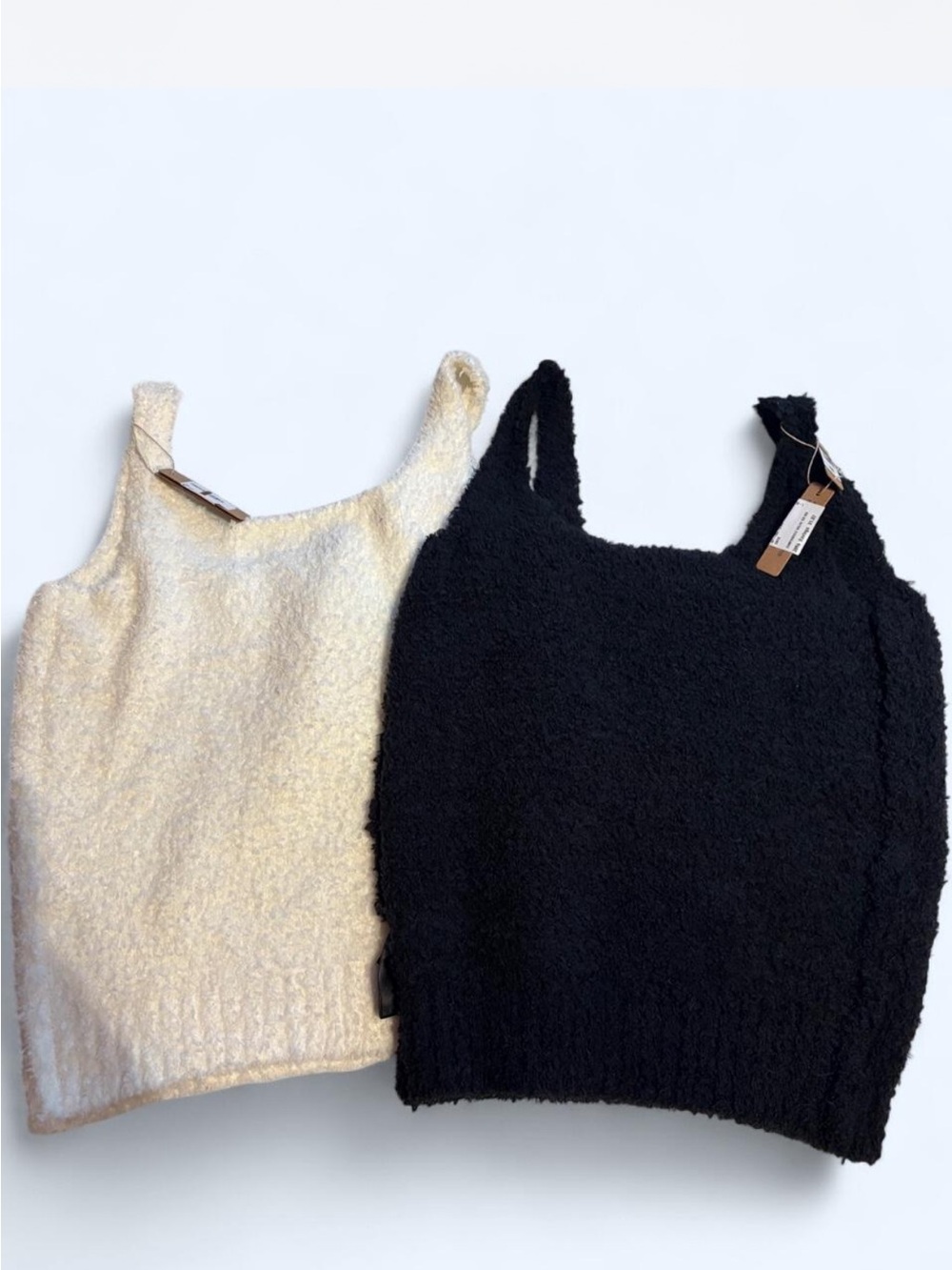 Skims Cozy Knit Tank Top - Black and Cream